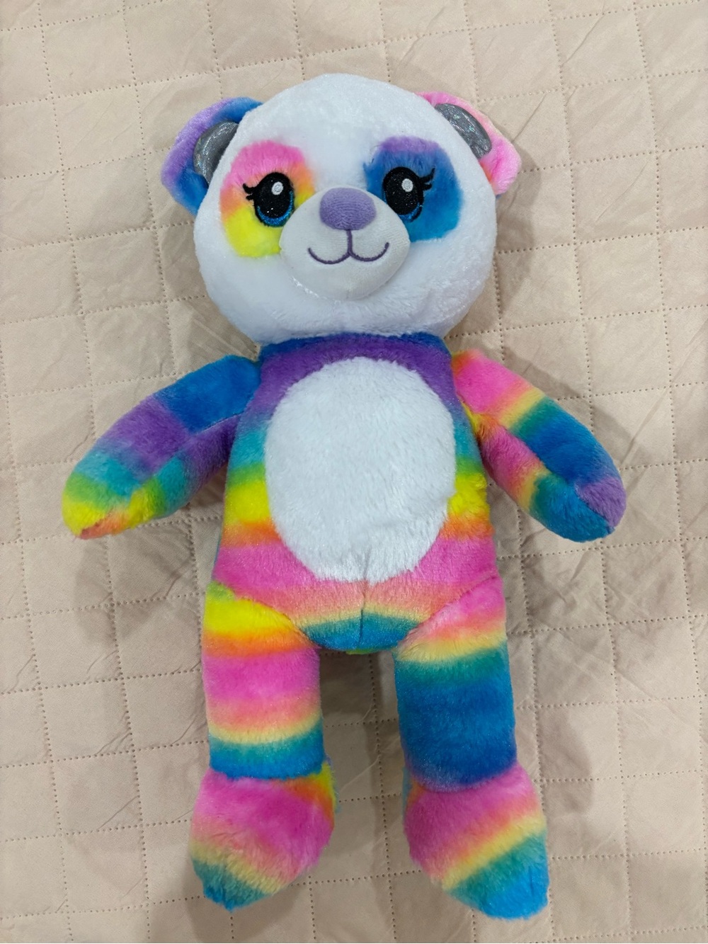 Build-A-Bear Rainbow Striped Teddy Bear - White Belly
